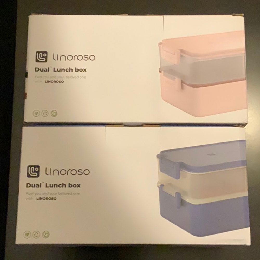 Linoroso Dual Lunch Box - Blue and Frozen Berry Pink